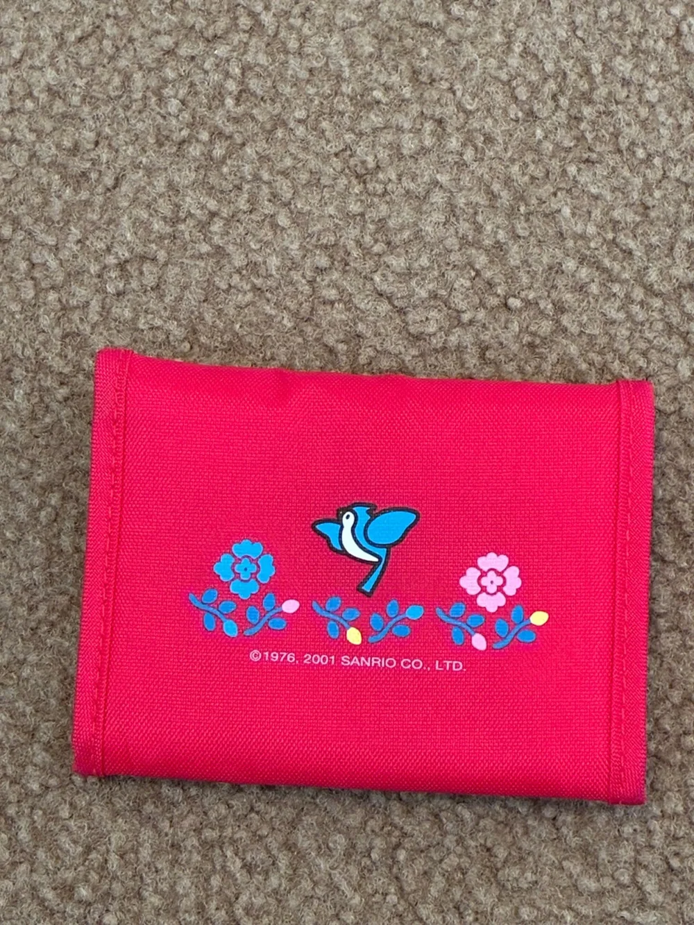 Hello Kitty Red Kids Wallet with Cartoon Floral & Bird Design
